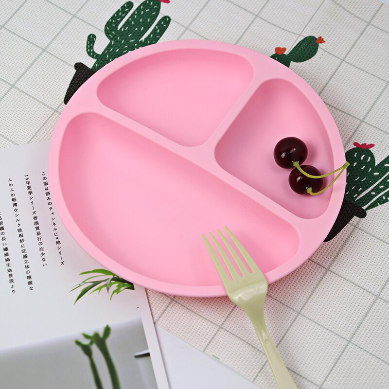 Silikon barn baby tallerken frokost middag tallerken tegneserie barn barn retter spise servise sett barn trening mat