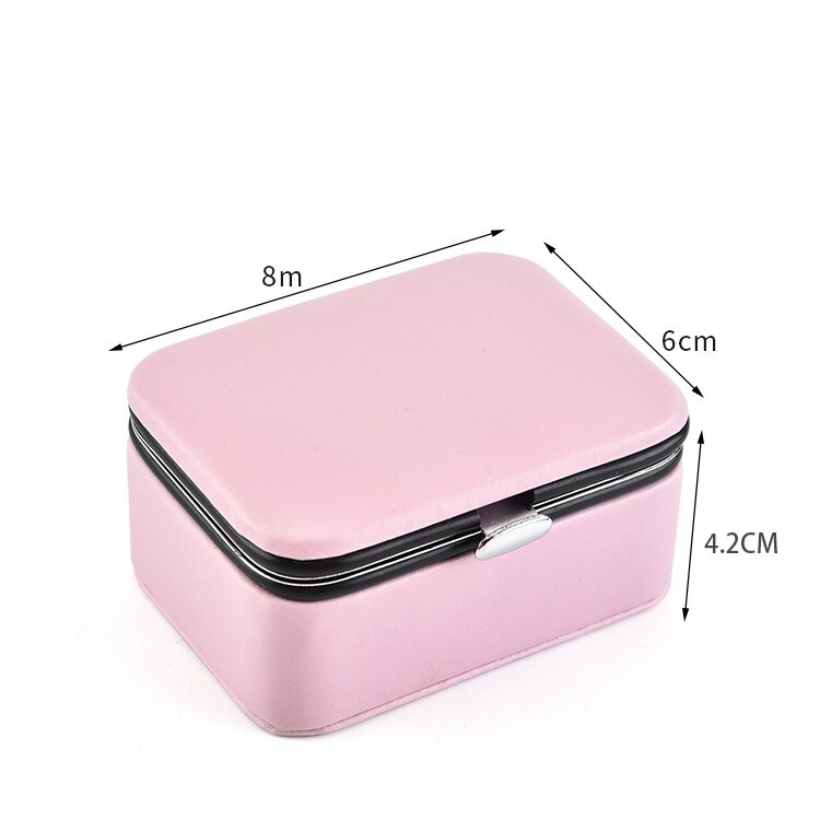 CTHome Mini Portable Jewelry Box Stud Earrings Jewellery Storage Organizer Women Leather Display Travel Case: SNH0013-PINK