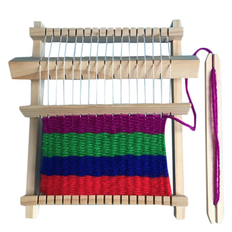 Juguetes de punto de madera para niños, máquina de tejer de hilo de lana artesanal, niña y niño tejedora educativa para (caqui)
