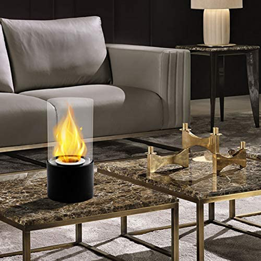 Black Bioethanol Fireplace Tabletop Fire Bowl Ethanol Fire Pit Bio Fireplace for Indoor Outdoor Home Garden Balcony Living Rooms