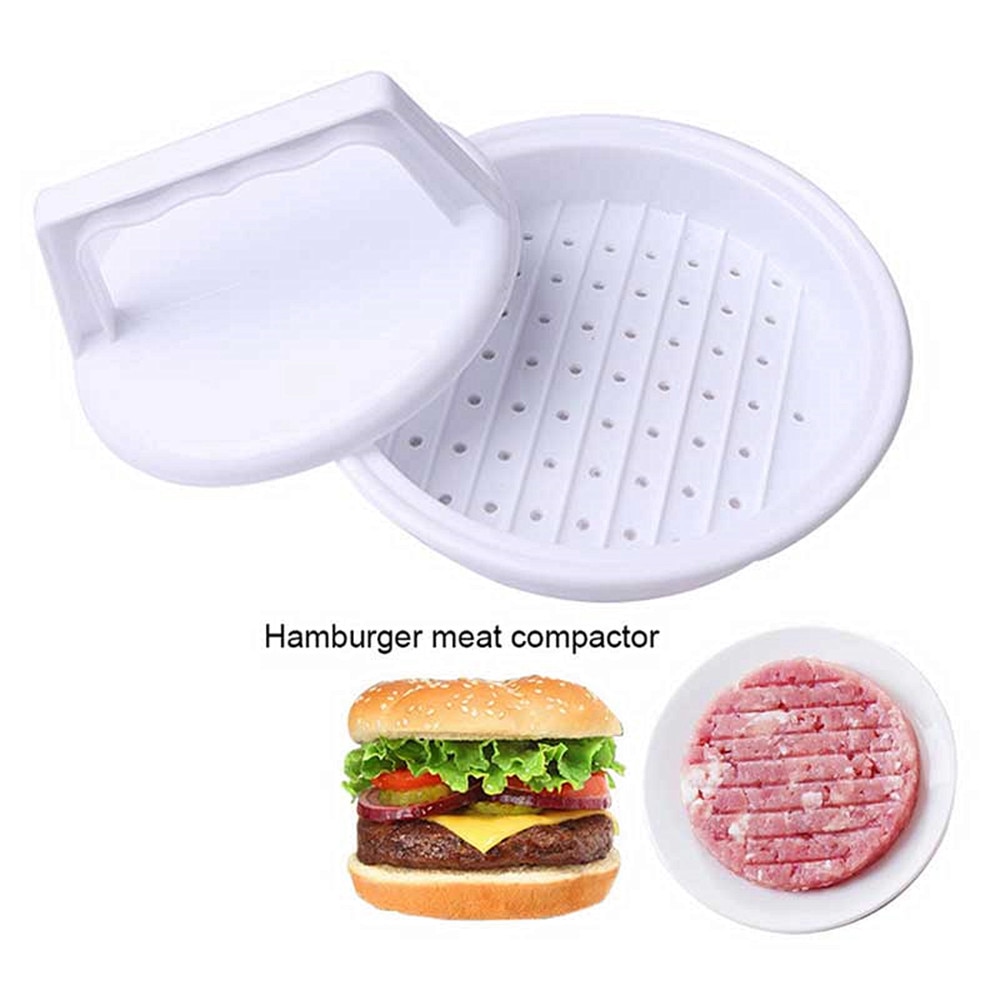 1 sæt rund form hamburger presse madkvalitet plast hamburger kød oksekød grill burger presse patty maker skimmel skimmel køkken værktøj