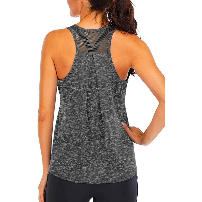 Top deportivo para mujer, Top de entrenamiento, camiseta sin mangas de malla con espalda cruzada para Yoga, ropa de gimnasio, chaleco deportivo sin mangas para entrenamiento