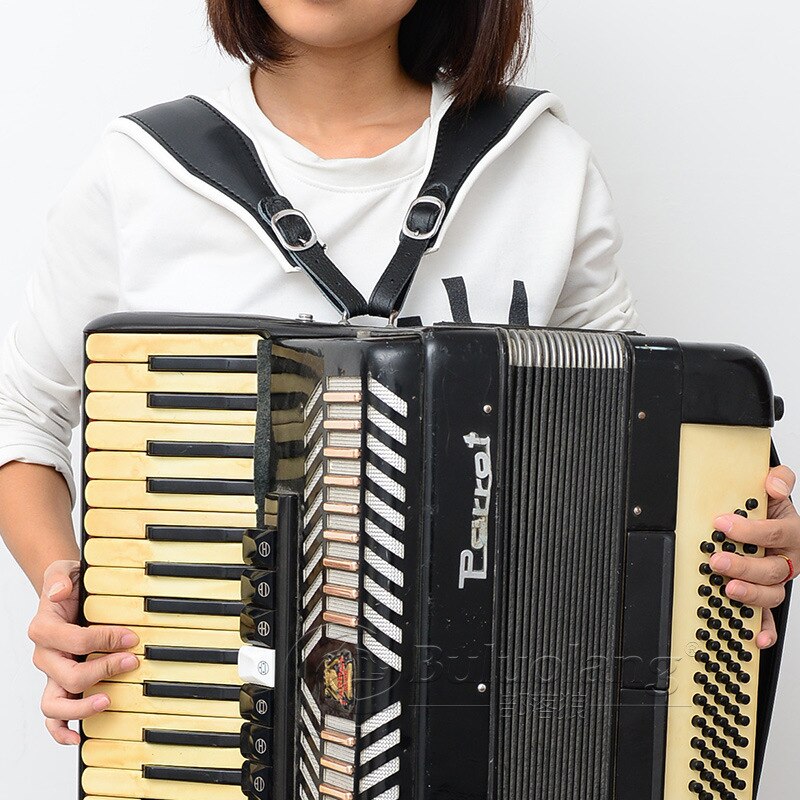 verstelbare accordeon band zwart en wit 120 bass lederen band 96/80 bass lederen verbreed verdikking