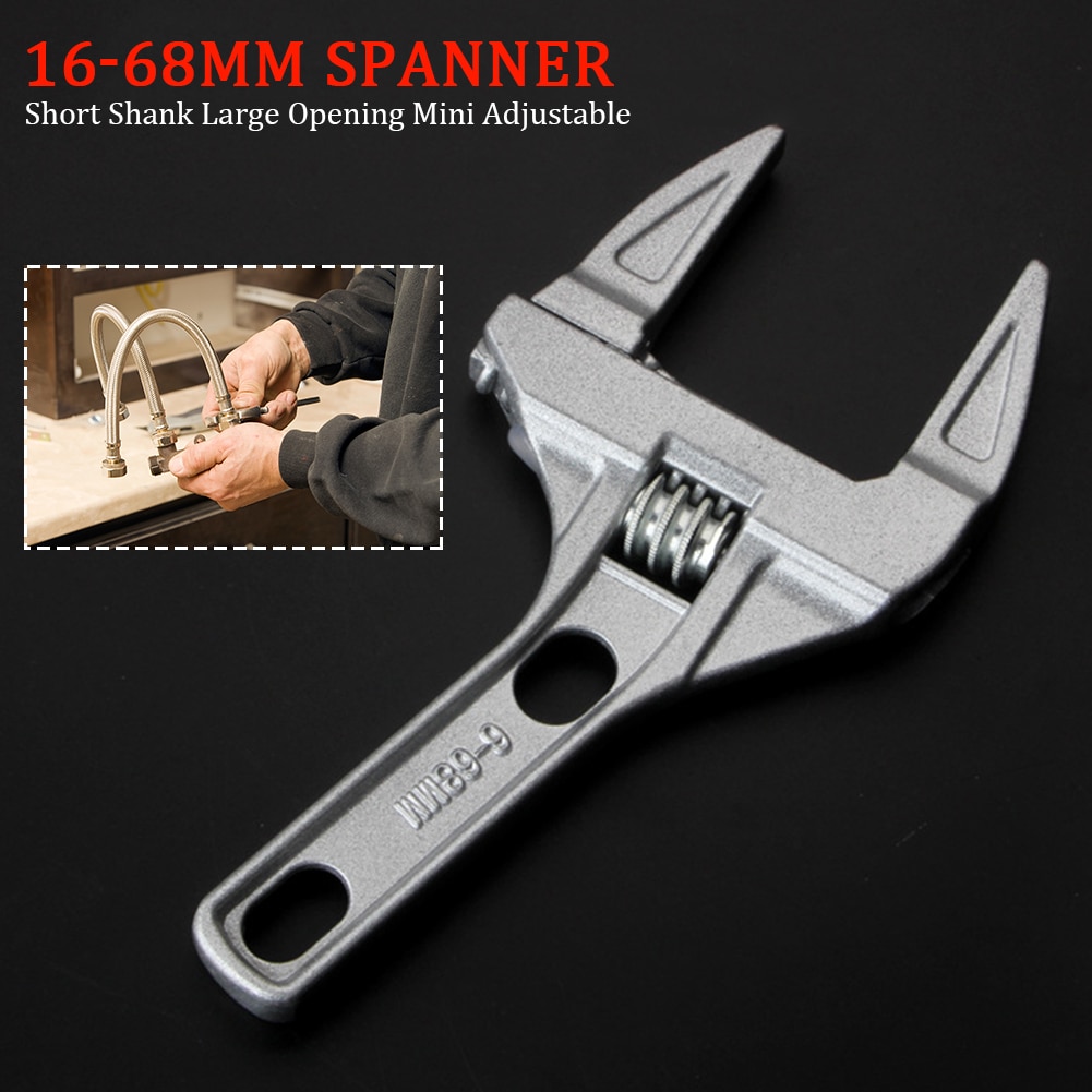 16-68mm Aluminium Alloy Snap Short Shank Key Nut Adjustable Spanner Multifunction Repair Tools Mini Universal Home Large Opening