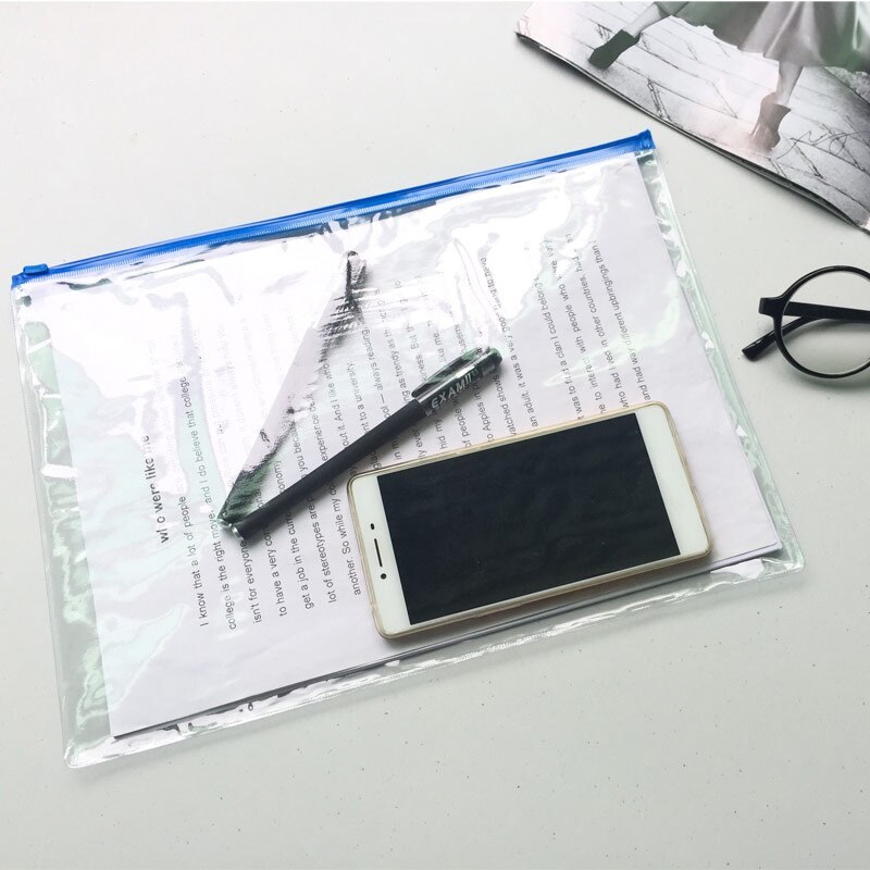 10pcs/lot A4/A5/A6/B4/B5 Transparent Zipper File Thickening Protective Document Bag Stationery Office Supplies