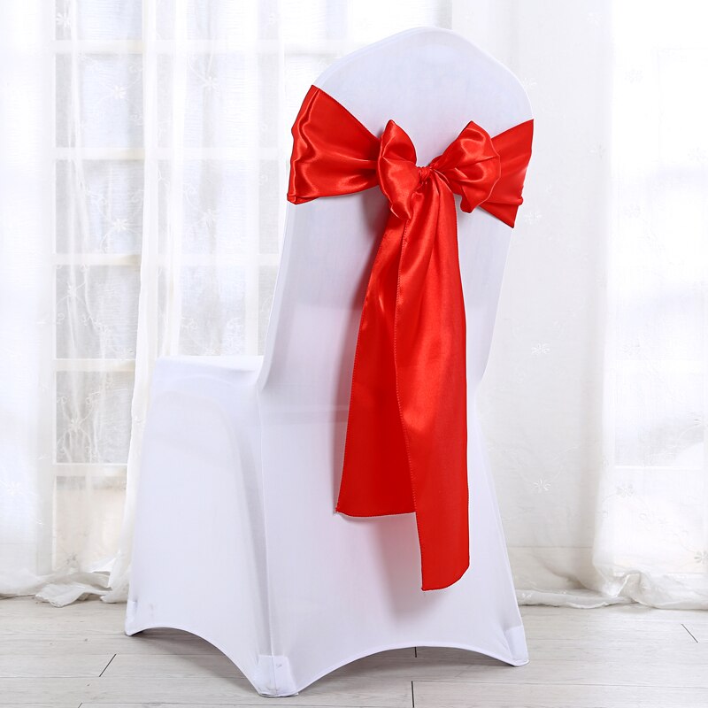 Bruiloft Stoel Sjerpen Bruiloft Stoel Bow Satin Stoel Sjerpen Lint Partij Stoel Band Decoratie Mariage: Rood
