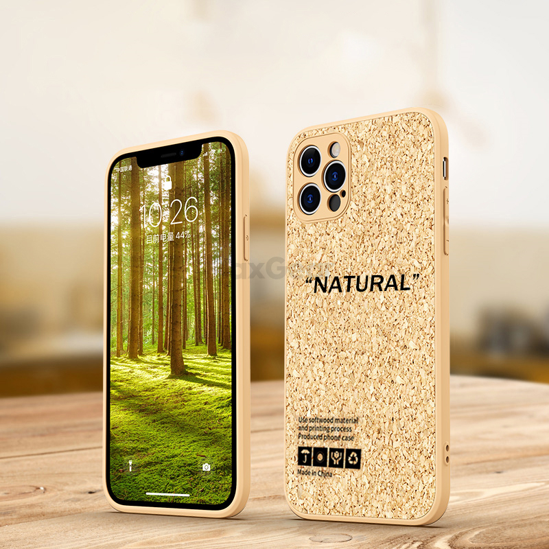 Funda de corcho de madera con letras para iPhone, 13, 12 Pro Max, Mini, 11 Pro Max, XR, X, XS Max, 7, 8 Plus, funda de silicona suave a prueba de golpes: Cuero / Azul