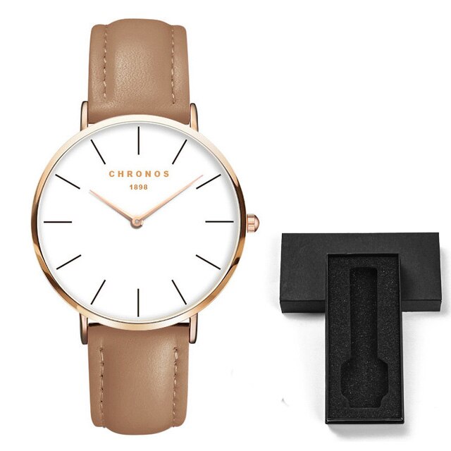 CHRONOS 1898 unisexe montres de luxe en or Rose femmes montres Quartz montre-bracelet horloge hommes Relogio Masculino: CH 0229 and box
