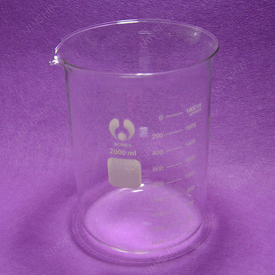 2000mL Glass Beaker,2L Low Form,with Spout Mouth,Borosilicate Glassware