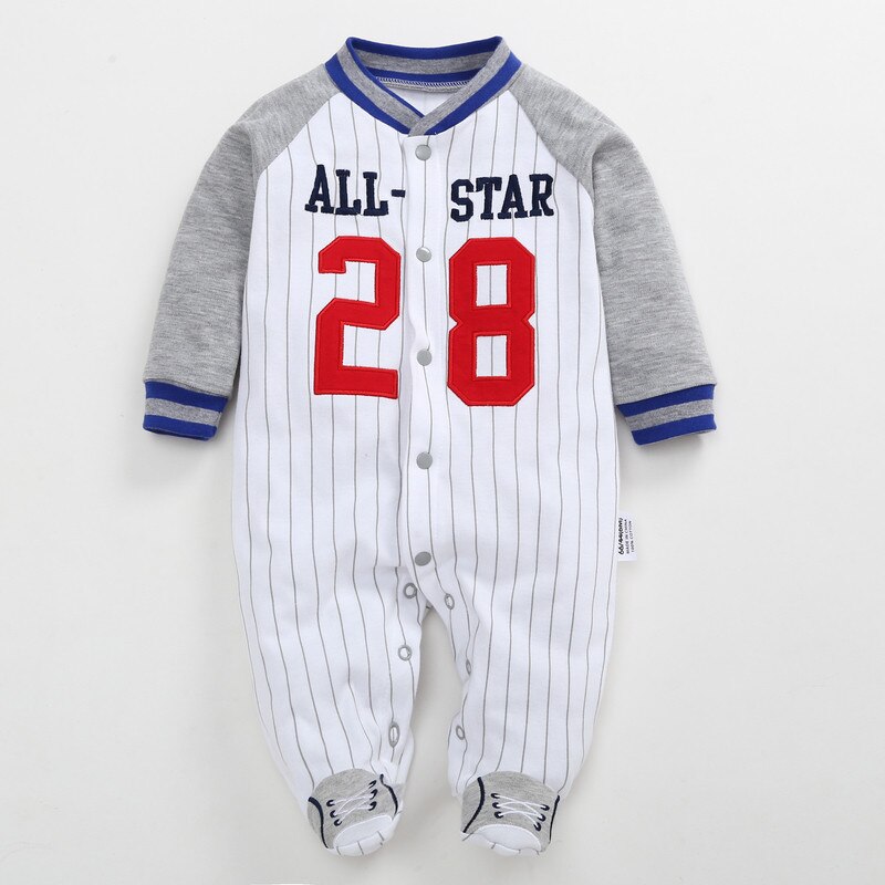 Baby Boy Baseball Romper Pasgeboren Footies Bebe Body Pak Baby Boy Kleding Jumpsuit 2022 Krijgen Een Gratis 30: GRAY / 9m