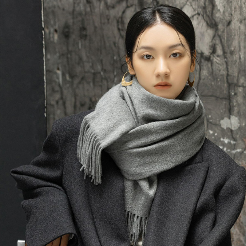 Nueva bufanda de Cachemira, bufandas de invierno para mujer, bufanda de lana negra y roja, bufanda Pashmina grande de invierno para mujer XWJ01