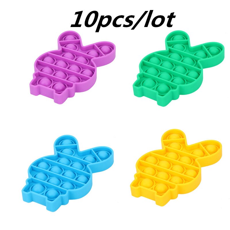 10 teile/los Push-Pops Blase Sensorischen Autismus Bedürfnisse Squishy Spielzeug Erwachsenen Kind Lustige Anti-stress Pop Es Zappeln Reliver stress: 10pcs rabbit