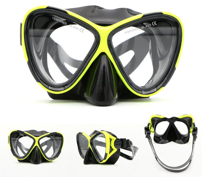AILLOMA Wide ViSion Diving Mask Scuba Underwater Anti Fog Swimming Glasses Black Silicone Snorkeling Set For Adults Goggles: Green