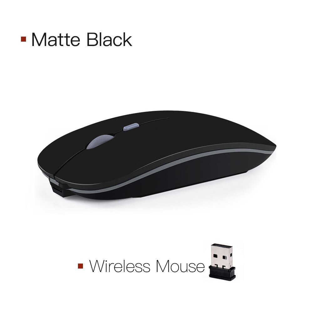 Wireless Mouse Rechargeable Computer Mouse USB Silent Ergonomic Mause Portable Ultra Thin Mute Mice For PC Laptop iMac: Matte Black