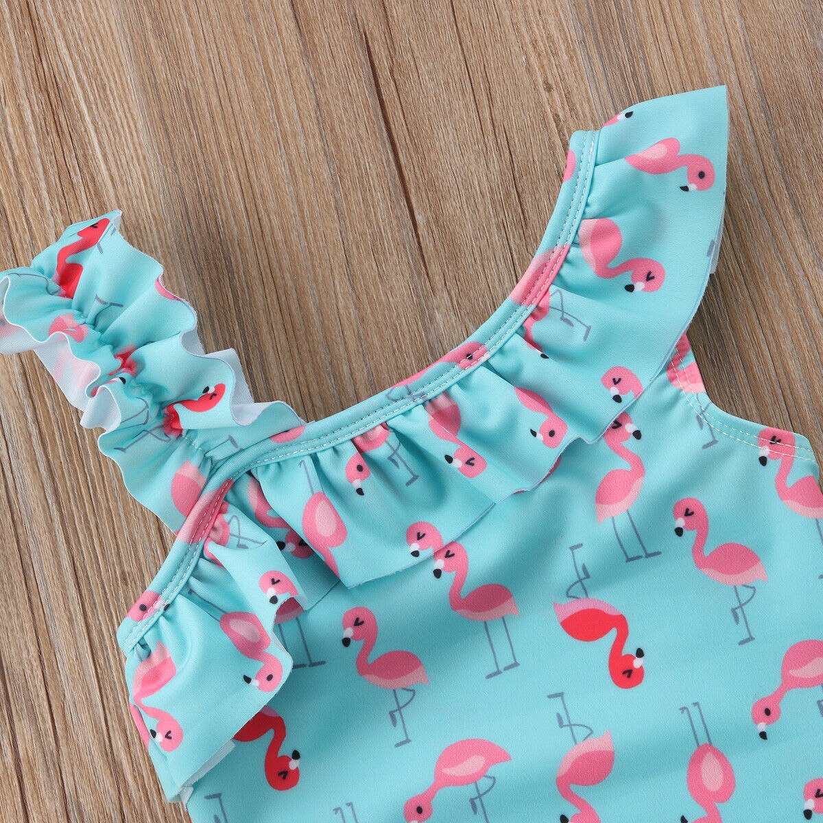 2-7Y Iregular Collar ruffle Bikini for Toddler kids girls Flamingo Print Swimwear summer beachwear