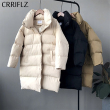 Crriflz dunjakke kvinder vinter overtøj frakker kvindelig lang afslappet varm dun puffer jakke parka branded