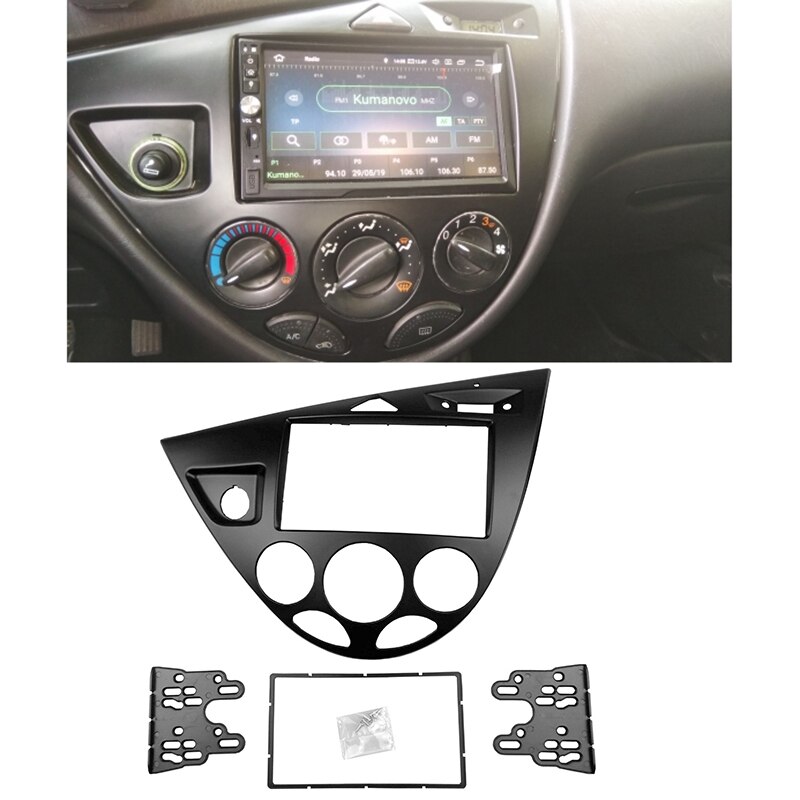 2 Din coche Placa de salpicadero para radio de DVD Panel biselado Marco de instalación Trim Kit de para Ford Focus: Black
