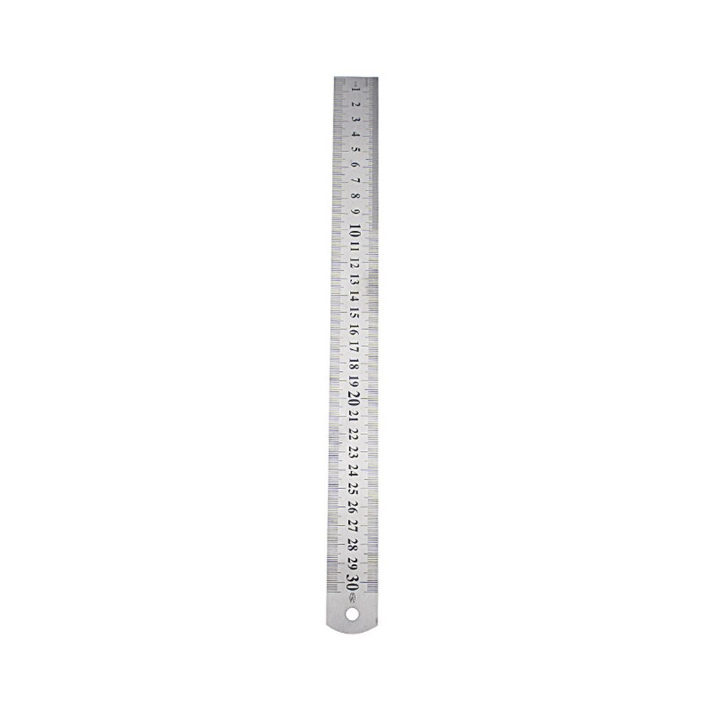 2pcs Double Side Scale Metal Ruler Stainless Steel Straight Ruler Measuring Tool School Stationery Office Drafting Tools 0.5mm: 30cm