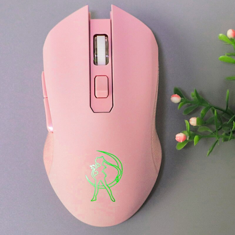 Women Pink Wireless Mouse 2.4Ghz 1600 DPI Mouse Mute Key USB Rechargeable Power Saver Girl Mice
