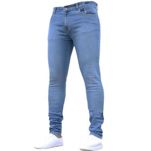 S-3XL mode Herfst Winter Mannen Skinny Jeans S-lim Fit Denim Leggings Lange Ripped Stretch Broek Elastische Taille blauw broek