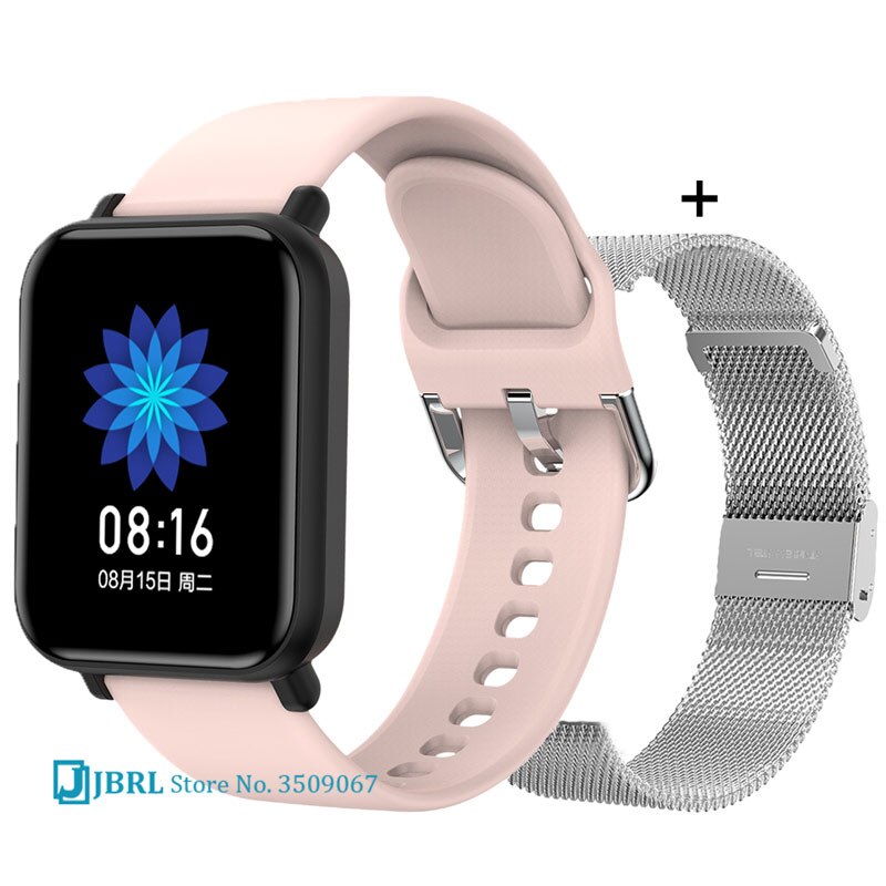 Children Full Touch Smart Wristband Girls Boys Smart Watch Swimming Kids Smartband Teen Fitness Bracelet Bluetooth Android IOS: pink add strap 2