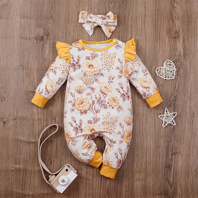 carter toddler Autumn newborn clothes baby girls long-sleeved jumpsuit printed