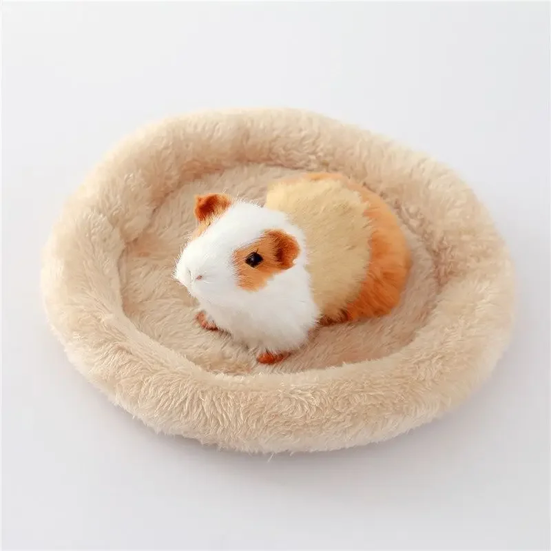 Cavia's Hamster Bed Ronde Vorm Warm Houden Slapen Kussen Mat Egel Chinchilla Konijn Kleine Dieren Nest Kooi Accessoires: L / Dark Khaki