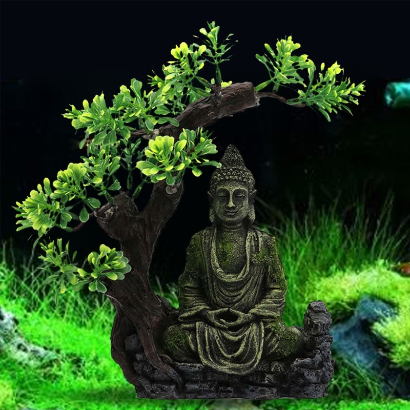Ancient Buddhism Statue in Zen Fish Tank Landscaping Ornament Simulation Crafts Aquarium Decorations Fish Hiding Place Decor C42