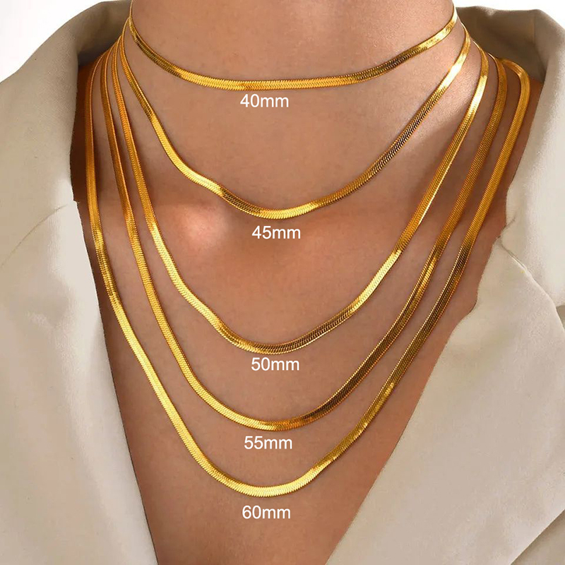 Nueva , gargantilla de cadena de serpiente Unisex, collar de acero inoxidable en espiga de 2/3/4/5mm, collar de cadena de Color dorado para joyería de mujer