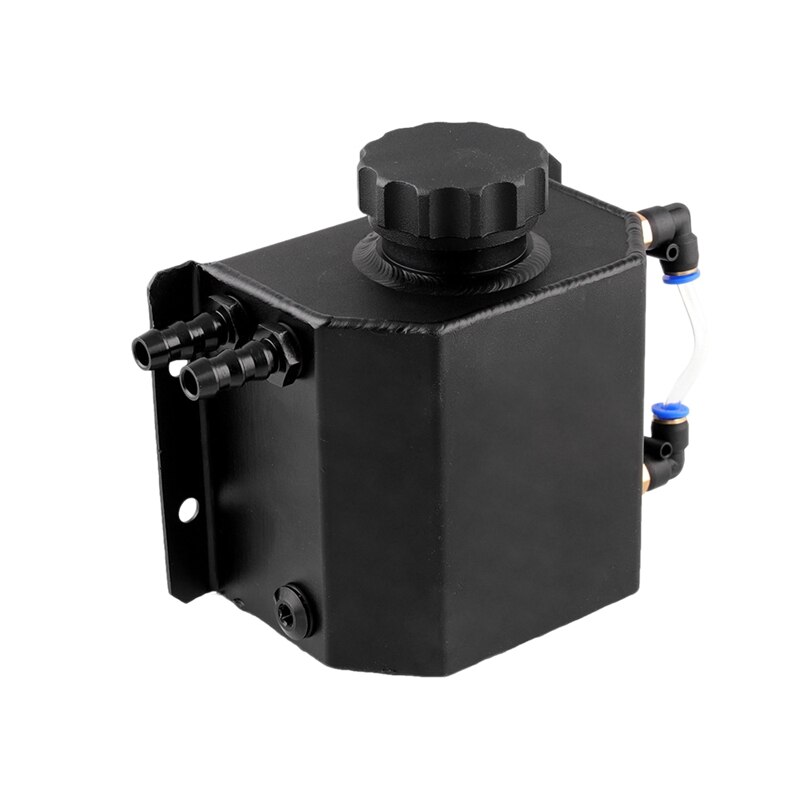 Universal 1L Black Aluminum Radiator Coolant Overflow Bottle Recovery Water Tank Reservoir