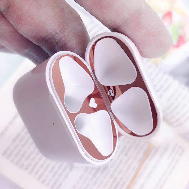 Metallinen pölytiivis tarra apple airpodille 2 1 kotelon kansi tarvikkeet ultraohut suojakääre tarra iho itseliimautuva kalvo