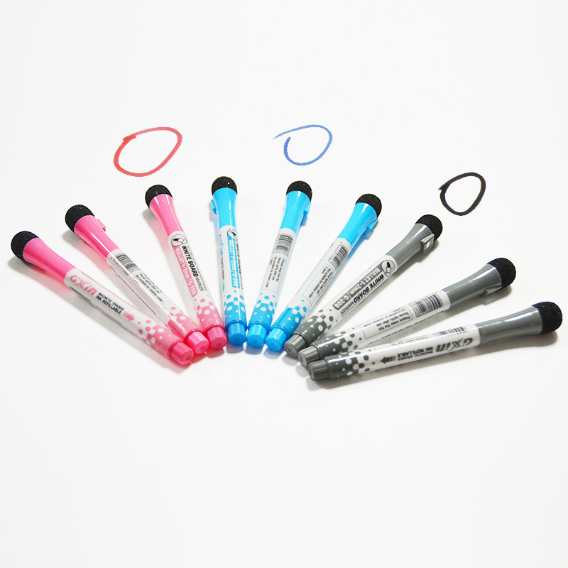 12 Pcs Magnetic Whiteboard Marker Pen,Dry Erase Markers Multi Function Pen Grey/Pink/Blue For Stationery School Supplies