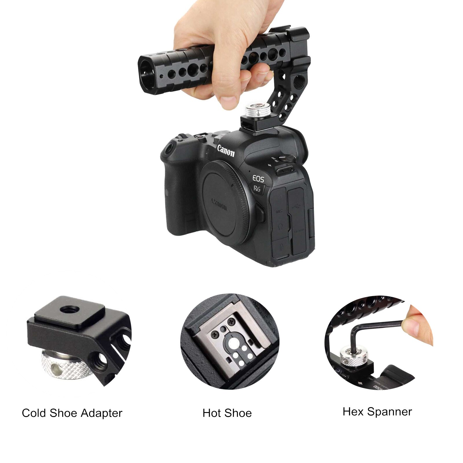 MAGICRIG Kalten Schuh oben Griff mit 3 Kalt Schuh Adapter Halterungen für A7C A7RIII A7III A7SIII A6500 GH5 GH5S EOS r5 R6 M50 Kamera