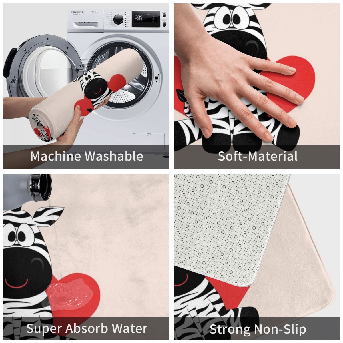 Leuke Zebra Toont Liefde Bad Deur Mat Tapijt Tapijt Decor Entree Woonkamer Thuis Keuken Badkamer Antislip balkon