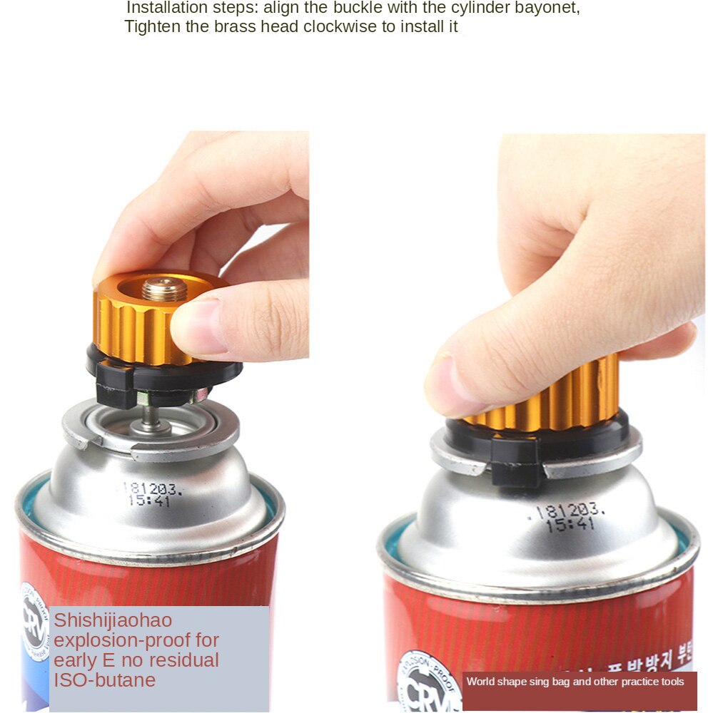 Gas Stove Conversion Head Cassette Stove Camping Stove Conversion Head Brass Core with Self-closing Function Long Gas Tank