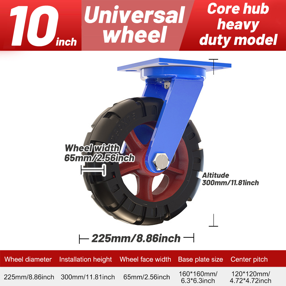 6/8/10/12inch Caster Wheels Furniture Caster Soft Rubber Universal Wheel Swivel Caster Roller Wheel: Blue