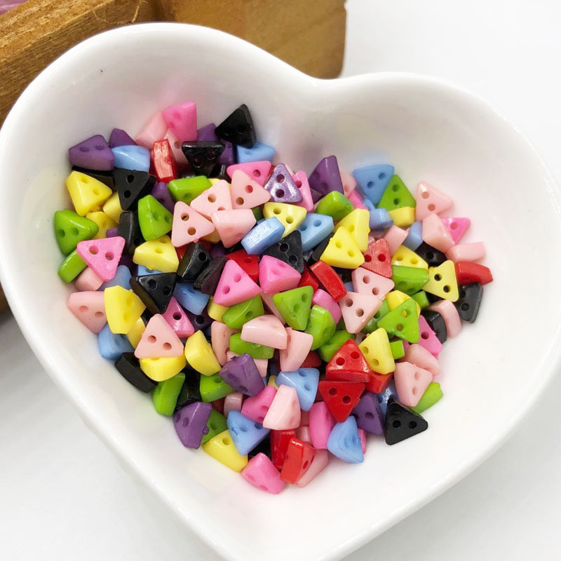 100PCS 6mm Plastic Heart Round Star Flower Square Mixed Mini Buttons Sewing 2 Holes Tiny Doll Clothes Button For Scrapbook PH209: 8