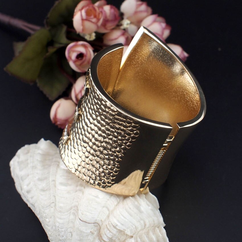 MANILAI Vrouwelijke Mode Overdrijven Manchet Armbanden Metalen Zwart Glazuur Steentjes Vrouwen Statement Sieraden Grote Armbanden Armbanden