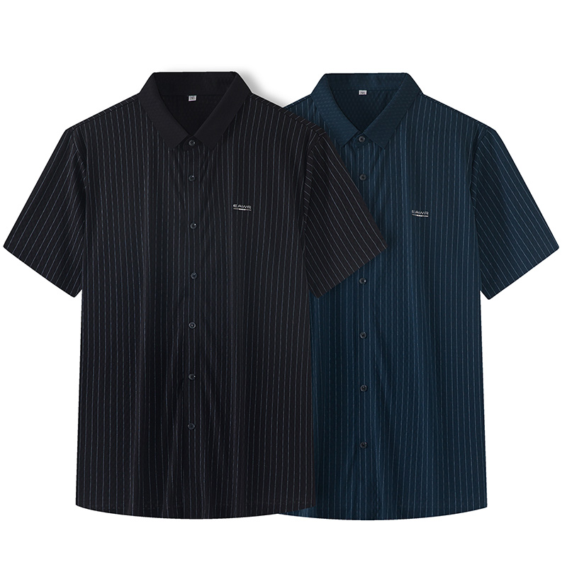 Oversized 5XL 6XL 7XL 8XL Men Summer Striped Shirts 22022 Arrivals Men Casual Loose Fat Short Sleeve Button Up Shirt