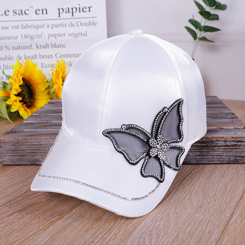 Mode Vrouwen Vlinders Bloem Borduren Caps Vrouwen Meisje Zon Hoeden Casual Snapback Caps Vrouwen Verstelbare Baseball Cap: 1