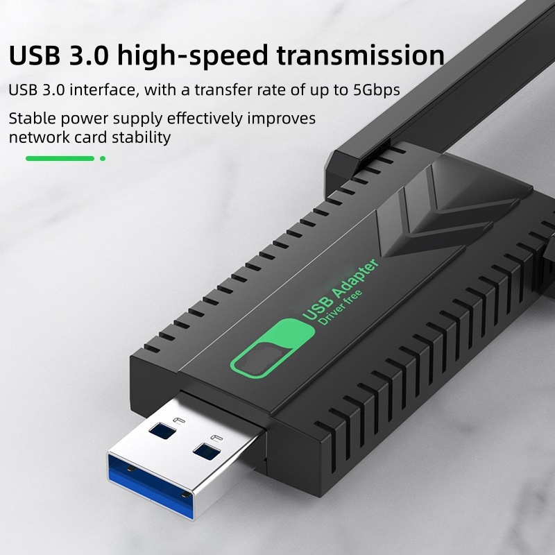 1200Mbps USB3.0 Adapter Dual Band 2.4G+5GHz WiFi Dongle Receiver Driver Free Wireless Network Card for Desktop Computers Laptops
