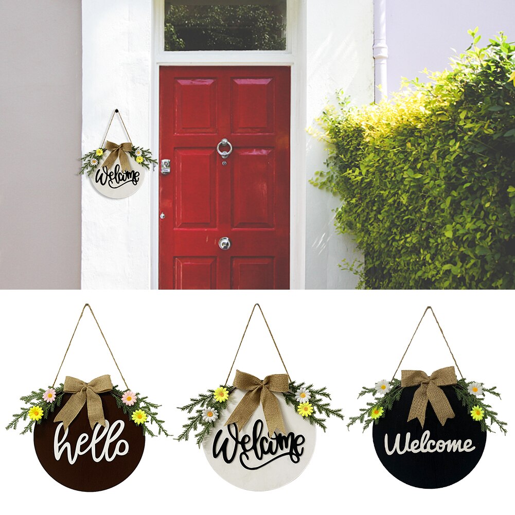 Restaurant Welcome Sign Home Decor Crafts Outdoor Garland Round Hanging Wreath Festival Supplies