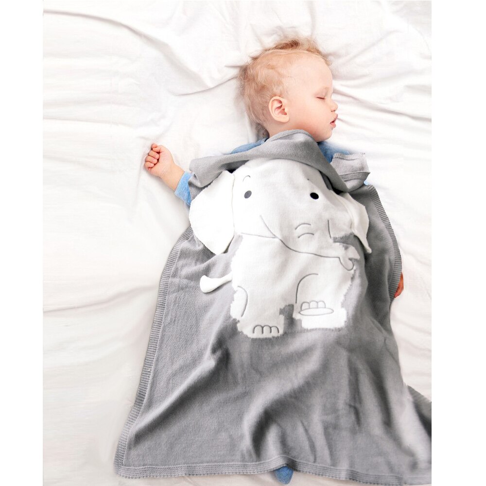 Elefant tæpper strikket nyfødt svøb klapvogn sengetøj wrap tegneserie infantil drenge piger modtager tæppe børn dyner: Default Title