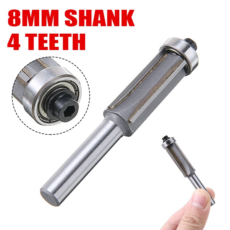 1PC 8mm Shank 4 Teeth Flush Trim Pattern Router Cutter Bit Bearing Woodworking Cutter Tool