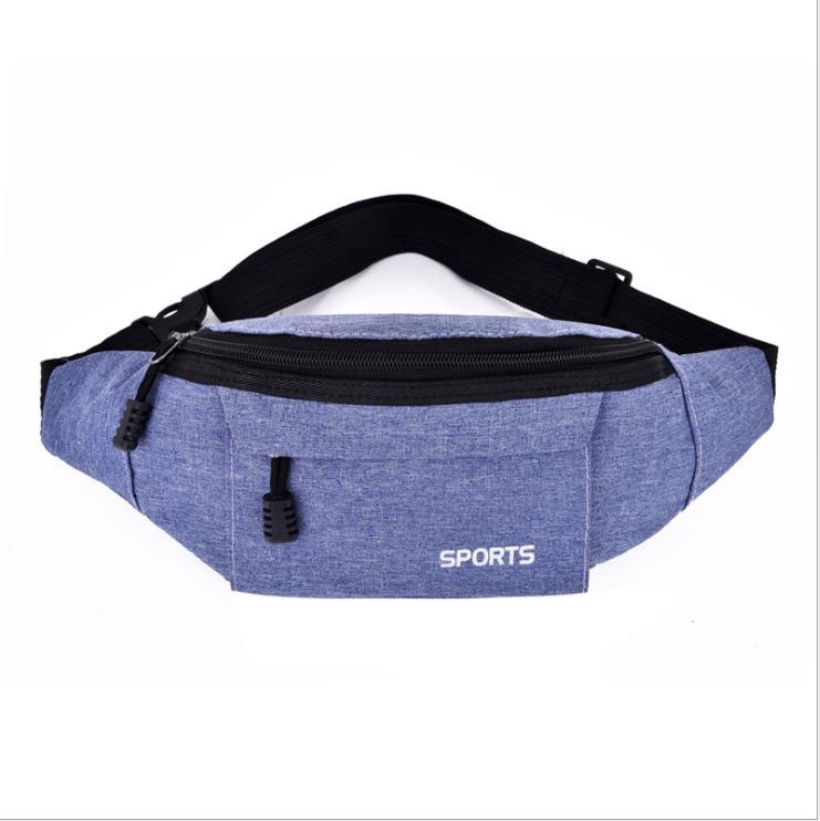 casual Fanny pack men's women's sports running Oxford cloth bag Solid travel chest bag purse: Purple 