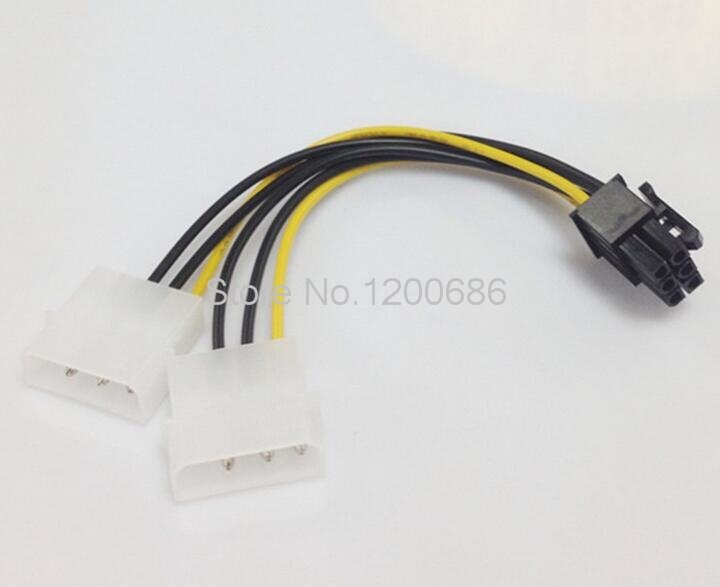 Grote mond 4PIN om 6PIN xterne power kabel PCI-E grafische dual 4 P naar 6 P adapter kabel