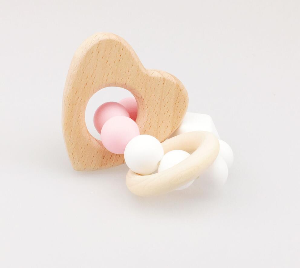 Bijtringen houten speelgoed dierenvormige sieraden bijtringen voor baby's organische houten siliconen kralen baby rammelaar kinderwagen accessoires speelgoed: Type 1