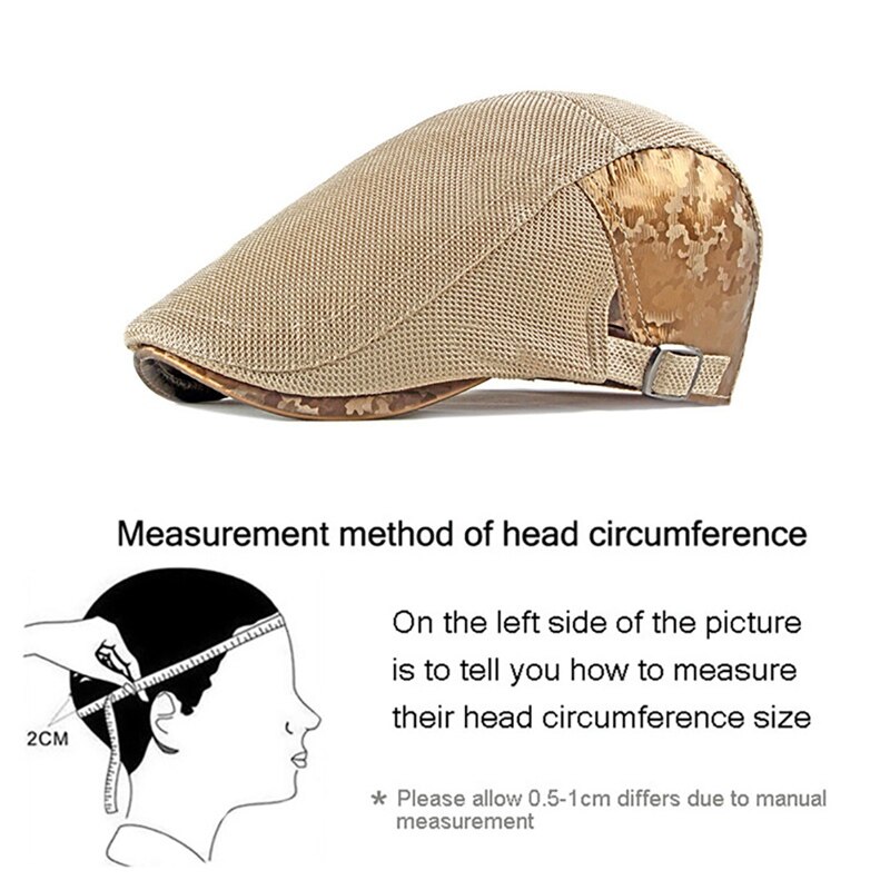 Hombres Mujeres boina gorra de retazos de malla ahuecada ajustable sombra de sol sombreros de pico accesorios para la cabeza al aire libre ZH