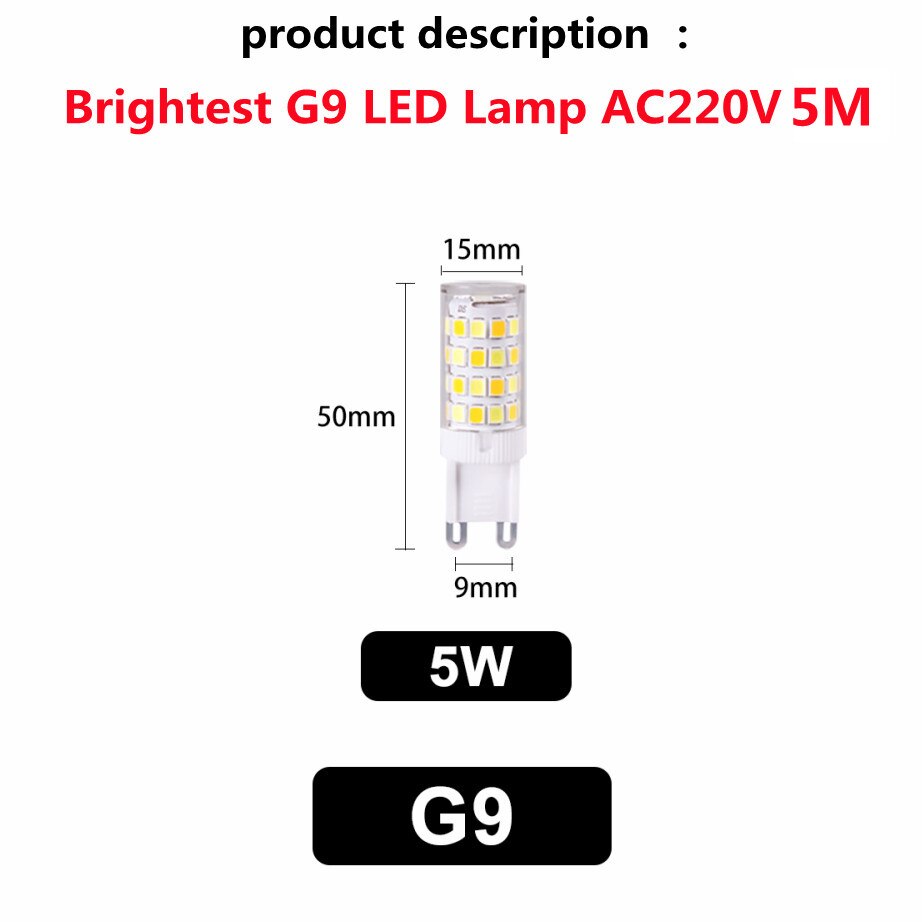 Phlanp Brightest G9 LED Lamp AC220V 3W 5W 7W Ceramic SMD2835 LED Bulb Warm/Cool White Spotlight replace Halogen light: G9-5W / White