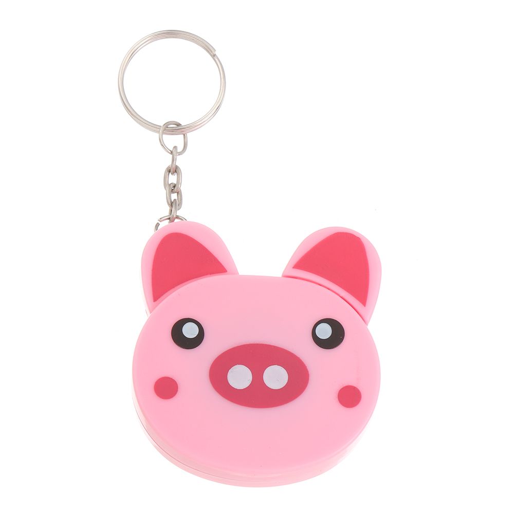 100Cm Leuke Intrekbare Meetlint Kawaii Dier Roll Automatische Naaien Meetlint Heerser Meetlint Sleutelhanger Huishouden: pink-Piggy